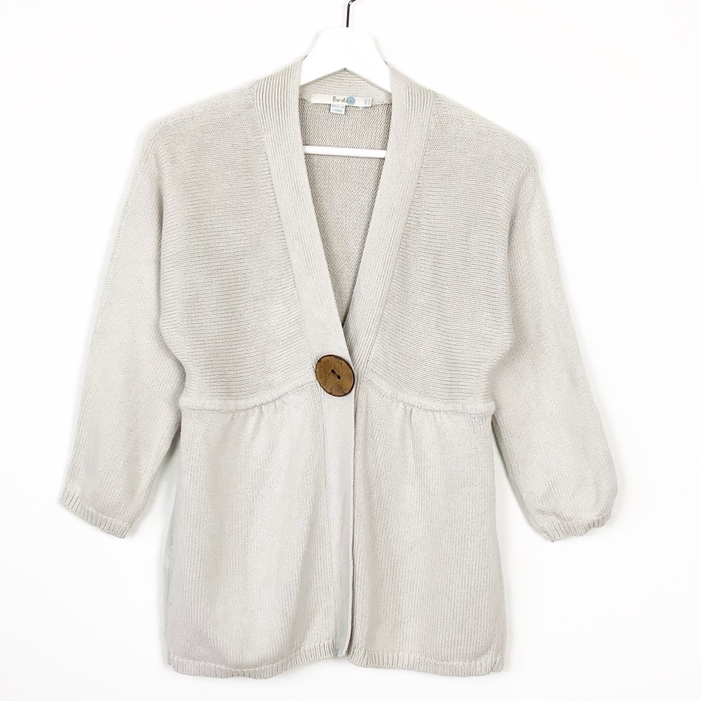 Boden • 3/4 Sleeve Heathered Button Cardigan